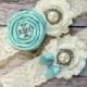 Wedding garter / AQUA BLUE garter SET / wedding garters / bridal garter/ lace garter / vintage lace garter