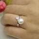Genuine Pearl ring,cz engagement rings,anniversary ring,cheap wedding rings for women,eternity ring,sterling silver 925 open ring jewellery