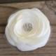 Bridal Hair Flower - Bridal Hair Accessory - Ivory Flower clip - Satin Flower - Crystal Clear Rhinestone - Wedding Hair