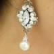 Pearl Earrings,Bridal Earrings, Ivory or White Pearls,Pearl Rhinestone Earrings,Bridal Pearl Earrings,Bridal Rhinestone Earrings,Pearl, GABY