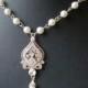 Vintage Bridal Necklace, Wedding Jewelry, Pearl Necklace, Rhinestone Wedding Necklace, Art Deco Jewelry, JACQUELINE