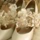 Vintage Ivory leather pumps bridal shoes 7