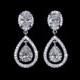Teardrop Cubic Zirconia Dangle Wedding Earrings Drop Bridal Earrings Pear Cut Party Earrings Crystal Bridesmaids Gift , AE0074