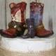 Reserved for Candice, Rustic Cake Topper-His and Her Western Cowboy Boots-Wedding Cake Topper-Barn Wedding