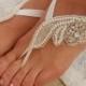 FREE SHIP Beach wedding barefoot sandals, Bridal Jewelry pearl Barefoot Sandals, Wedding Foot Jewelry Anklet Rhinestone Barefoot Sandles