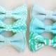 The Beau- men's mint collection double stacked pre-tied bow ties- (adjustable strap or clip selection)