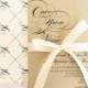 Blush Wedding Invitation "FAIRYTALE" Champagne and Blush Pink and Gold Shimmer Wedding Invitations with Monogram Envelope Lining