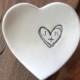 monogram ring dish, engagement ring holder,  custom ceramic  heart shaped jewelry bowl,  Black and White Pottery,  Gift Boxed