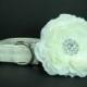 Wedding dog collar-Beige/Cream Dog Collar with White flower set  (Mini,X-Small,Small,Medium ,Large or X-Large Size)- Adjustable