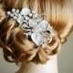 STACIA, Eye-Catching LARGE Rhinestone Flower Bridal Hair Comb, Art Deco Wedding Hair Accessory, Vintage Inspired Wedding Crystal Comb