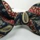 Dog collar and Bow Tie - READY To SHIP red patterned - wedding dog collar, bowtie dog collar