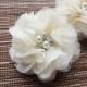 ONE Chiffon Rose Hair Fascinator, Handmade Soft Chiffon Flower Brooch with pearls & Crystal accents