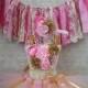 Pink and Gold Birthday Tutu Dress with Matching Headband, Pink and Gold Flower Girl Dress