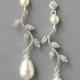 Bridal Crystals and Pearls Earrings , Bridal Pearl Earrings, Wedding Leaf Earrings , Crystal Pearl Earrings , Bridal Bridesmaids Jewelry