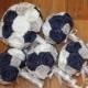DEPOSIT, Navy, Silver, & White Fabric Bouquet Package, Navy Blue Bouquet