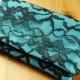 The AMELIA CLUTCH - Turquoise Satin and Black Lace Clutch - Wedding Clutch - Bridesmaid Clutch