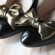Gold shoe clips Old gold shoe bows Gold black shoe bow Black shoe clips Gold accessories Gold wedding clips Gold bridesmaids gift Gold shoes