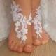 white Beach wedding barefoot sandals