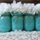 Pint Mason Jars, Painted Mason Jars, Rustic Wedding Centerpieces, Party Decorations, Turquoise Wedding