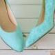 Vintage BLUE LACE Heels..size 10 women..blue lace. pastel. glam. heels. pumps. shoes. wedding. bride. fabric heels. elegant. something blue