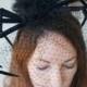 WIDOW -- Huge Scary Creepy Black Widow Spider Halloween Gothic Steampunk Costume Headband Headpiece, Black Birdcage Veil Wedding
