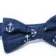 Boy's Bow Tie - Navy Sail Away Anchors - Adjustable Velcro Closure