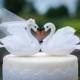 White Swan Cake Topper: Unique, Elegant Bride and Groom Wedding Cake Topper