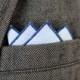 Men's Pocket Square in Blue Oxford Cotton - handkerchief wedding groomsmen suit washable