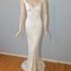 Cream Mermaid WEDDING Dress VINTAGE BoHo wedding dress LACE Wedding Dress Sz Medium