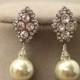 Pearl Drop Earrings, Bridal earrings , Wedding jewelry, Crystal earrings, Swarovski Earrings. Chandelier earrings