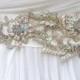 Ivory And Gold Beaded Bridal Sash-Wedding Sash With Crystals, Lace  And Pearls, Wedding Dress Sash, Bridal Belt, Bridal Applique