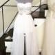 Custom Wedding Gown-Kelly Wedding Dress- illusion boat neck v back A-line full length high slit blush organza-Made to order