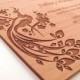 Engraved Wooden Wedding Invitation - Real Wood Invitation - Peacock Design