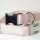 Designer Wedding Dog Collar - Pale Pink Silk With Metal Hardware - Wedding dog collar, pink, designer dog collar, matching leash