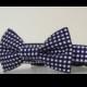 Navy Gingham Bow Tie Dog Collar Summer Collar Wedding Accessories Made to Order