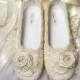 Victoria Bridal Ballet Flat, Wedding Shoes, Vintage Lace, Swarovski Crystals,  Pearls, Custom Made Women's Bridal Shoes