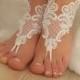 white Barefoot , french lace sandals, wedding anklet, Beach wedding barefoot sandals, embroidered sandals.