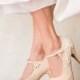 Nude Wedding Shoes - Bridal Shoes, Nude Mary Jane Heels, Wedding Heels, Nude Heels with Ivory Lace. US Size 8.5