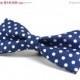 ON SALE - 40% OFF Dog Collar Bow Tie in Blue and White Dots - Made to order, Wedding Dog Bow Tie, Removable and Adjustable bow tie