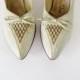 1950s Wedding Dress Shoes / Heels in Creme / 7.5 8 8.5 aaaa