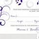Response card template DIY Royal Blue & silver gray "Scroll" wedding RSVP card Digital printable YOU edit Word download
