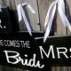 Wedding Signs Double Sided SET  Here Comes the Bride  And the lived happily ever after AND Mr. Mrs.  Thank you