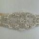 Rhinestone Crystal Pearl Bridal Sash, Pearl Wedding Dress Belt, Champagne Sash