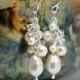 Bridal Earrings, Ivory Pearls, Cluster Wedding Earrings, Teardrop Pearls, Elegant, Bridesmaids, Swarovski Crystal, Dangle, Wedding Jewelry