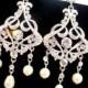 Bridal chandelier earrings, wedding jewelry, Art Deco earrings with Swarovski crystals and Swarovski pearls, wedding earrings, vintage style