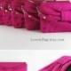 SUPER SALE - Set of 8 Fuchsia Bow Clutches - Bridal Clutches, Bridesmaid Wristlet, Wedding Gift, Cosmetic Bag, Zipper Pouch - Made To Order