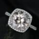 Barra 10mm Size 14kt White Gold Morganite and Diamond Cushion Halo Engagement Ring (Other metals and stone options available)