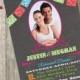Chalkboard Mexican Fiesta Rehearsal Dinner Invitations with photo of the couple