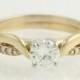 Diamond Solitaire Engagement Ring & Wedding Band Set - 14k Yellow Gold .56ctw F3889