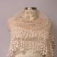 Ivory Bridal Shawl Shrug Bolero Crochet Shawl Wedding Lace Shawl Cape Linen Women Scarf  Wedding Dress Cover Up Bridesmaid Wrap Flower Shawl